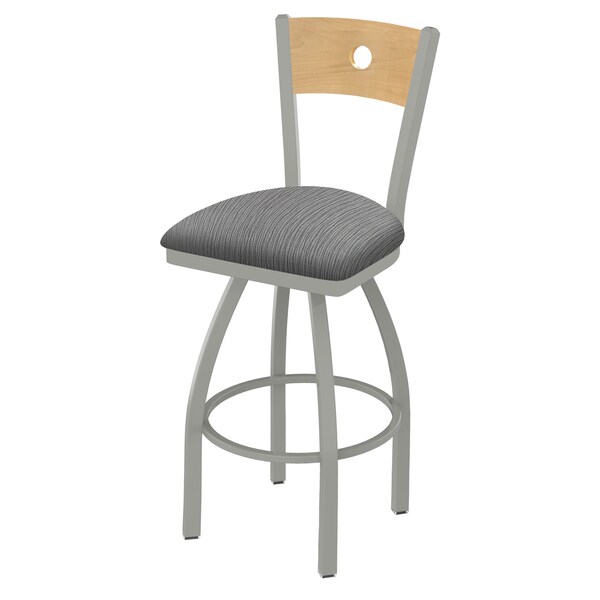 25" Swivel Counter Stool, Nickel Finish, Nat Back, Graph Seat